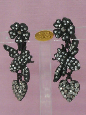 Flowers, Bees and Hearts Drop Earrings Signed Askew London