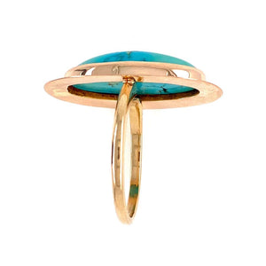Natural Turquoise Victorian Style Gold Ring Estate Fine Jewelry