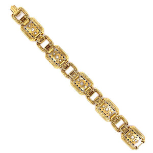 Diamond Sapphire Edwardian Style Platinum on Gold Bracelet Estate Fine Jewelry
