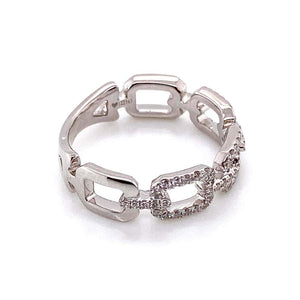 Diamond Gucci Style Link 18 Karat Gold Band Ring Estate Fine Jewelry