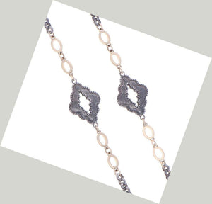 Cynthia Ann Jewels Rhodium Sterling Silver and Gold Marquise Layering Chain