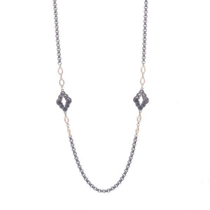 Cynthia Ann Jewels Rhodium Sterling Silver and Gold Marquise Layering Chain