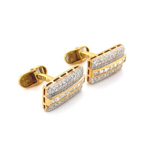 Diamond Gold Men's Cufflinks Estate Fine Jewelry