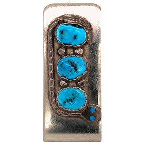 Native ZUNI Old Pawn Turquoise and Sterling Silver Serpent Design Money Clip