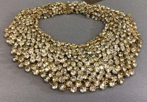Designer Signed Natasha Sparkling Crystal Bib Collar Necklace