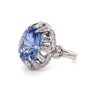 6.71 Carat Ceylon Sapphire Diamond Platinum Ring Estate Fine Jewelry GIA