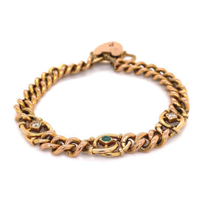 Victorian 9k Rose Gold Link and Gem Bracelet Estate Fine Jewelry