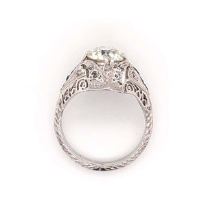 1.71 Carat Diamond Platinum Art Deco Style Cocktail Ring Fine Estate Jewelry