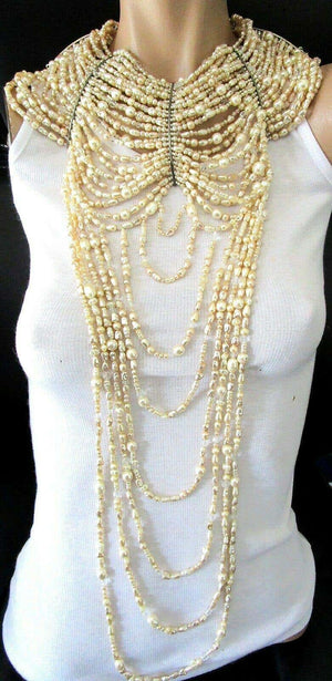 Designer Signed Erickson Beamon Draped Pearl and Crystal Drama Queen Necklace