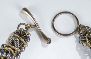 Vintage Genuine Amethyst Pearl Cameo Torsade Necklace