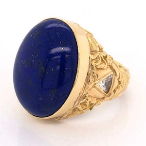 20 Carat Blue Lapis Lazuli Gentleman’s Gold Ring Estate Fine Jewelry