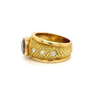 Designer Judith Ripka Violet Iolite and Diamond Gold Ring Estate Fine Jewelry