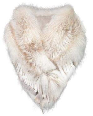 Luxurious Rich Ecru Fox Fur Statement Stole Wrap