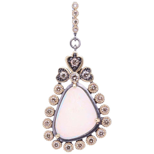 Opal and Diamond Gold Pendant Necklace Cynthia Ann Jewels Estate Fine Jewelry