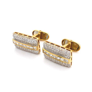 Diamond Gold Men's Cufflinks Estate Fine Jewelry