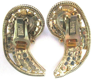 Vintage Designer Sparkling Ice CZ Rhinestone Clip Earrings Signed Hobé