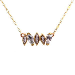 Diamond and White Topaz Jude Frances 18K Gold Necklace Estate Fine Jewelry