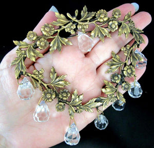 Vintage Joseff of Hollywood Chandelier Crystal Floral Wreath Retro Brooch Pin