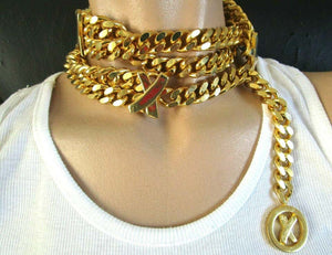 Vintage Signed PALOMA PICASSO Golden Link Chains Designer Necklace Belt
