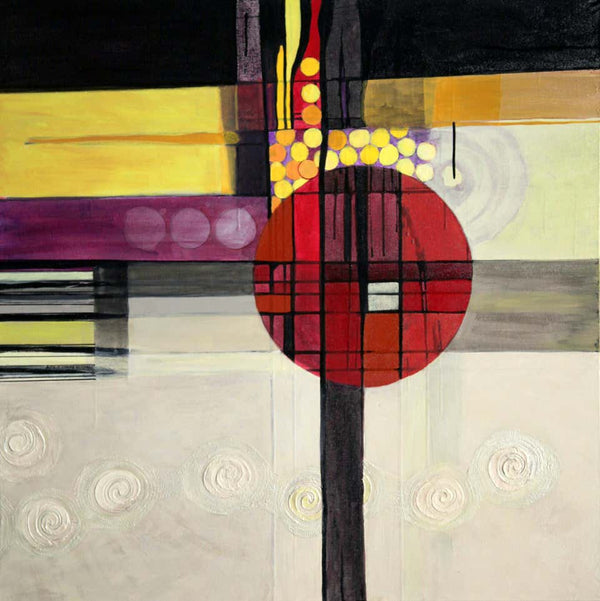 Marlene Burns Modern Abstract Acrylic Mixed-Media Painting Lost My Marbles, 2009