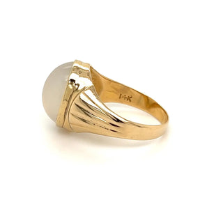 6.5 Carat Moonstone Men’s Gold Signet Ring Estate Fine Jewelry