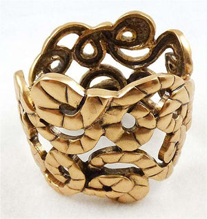 Designer Signed Oscar De La Renta Statement Golden Link Cuff Bracelet