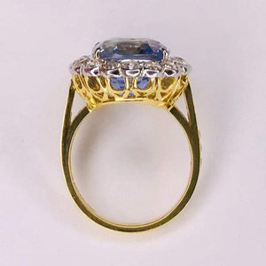 13.18 Carat Sapphire No Heat Platinum on 18 Karat Gold Ring Estate Fine Jewelry