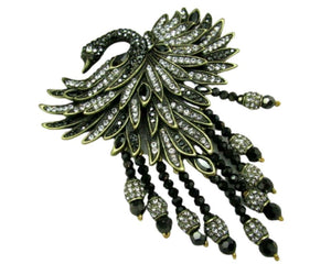 HEIDI DAUS Signed Swan Pave Crystal Designer Brooch Pin