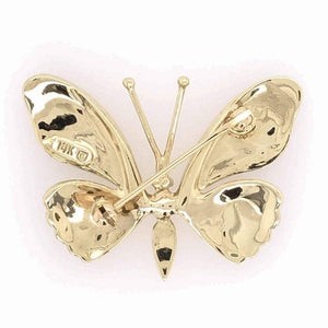 Vintage Beautiful Multi Enamel Gold Butterfly Brooch Pin Fine Estate Jewelry