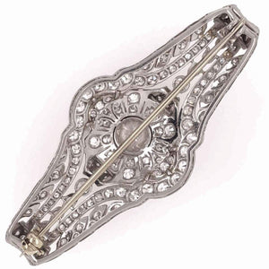3.40 Carat Diamond Art Deco Platinum Filigree Brooch Pin Estate Fine Jewelry