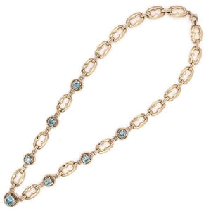 Retro 12 Carat Blue Zircon Gemstone Gold Necklace Fine Estate Jewelry