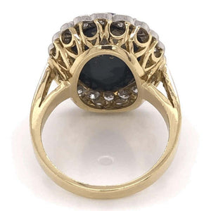 6.00 Carat Black Opal and Diamond Platinum Cocktail Ring Estate Fine Jewelry