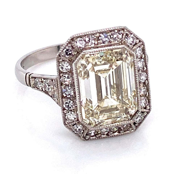 4.01 Carat Emerald-Cut Diamond Platinum Cocktail Ring Fine Estate Jewelry