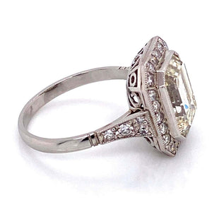 4.01 Carat Emerald-Cut Diamond Platinum Cocktail Ring Fine Estate Jewelry