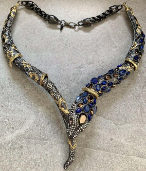 Jardin de Papillon by Alexis Bittar Snake Serpent Necklace Fine Estate Jewelry