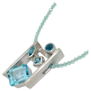Swiss Blue London Blue Sky Blue Topaz and Apatite Necklace Fine Estate Jewelry