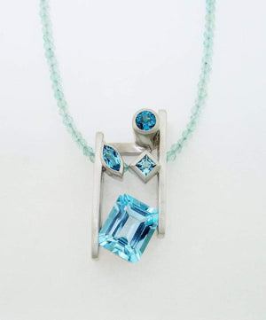 Swiss Blue London Blue Sky Blue Topaz and Apatite Necklace Fine Estate Jewelry