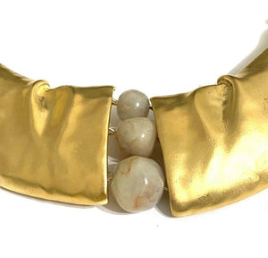 Rare Signed Trifari Designer Lucite Beads Golden Modernist Choker Necklace