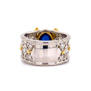 2.65 Carat Sapphire and Diamond Platinum Cocktail Band Ring Estate Fine Jewelry