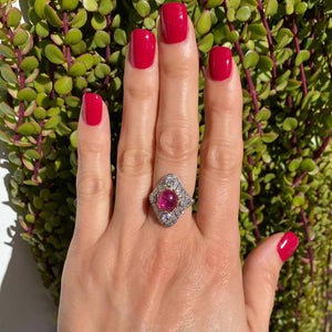 4.12 Carat No Heat Burmese Star Ruby Diamond Platinum Ring Estate Fine Jewelry
