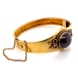 Victorian Garnet Gold Cuff Bangle Bracelet Estate Fine Jewelry