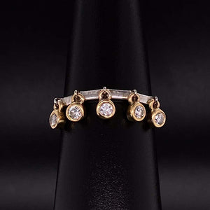 Free Flowing Diamond Stackable 2-Tone Gold Band Ring Fine Estate Jewelry