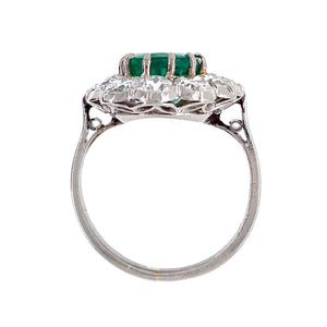 2.50 Carat Emerald and Diamond Palladium Cocktail Ring Estate Fine Jewelry