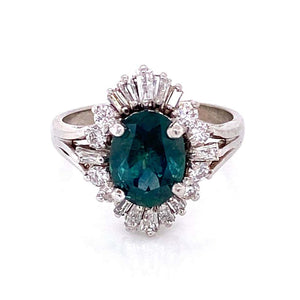 1.99 Carat Montana Sapphire and Diamond Gold Ballerina Ring Fine Estate Jewelry