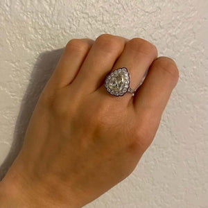 1.75 Carat Pear Diamond and Rubies Platinum Cocktail Ring Estate Fine Jewelry