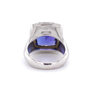 8.58 Carat Cushion Cut Tanzanite and Diamond Gold Ring Estate Fine Jewelry