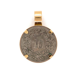 Vintage Swiss Rappen Coin Gold Pendant Estate Fine Jewelry