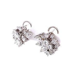 Designer Gubelin 2.70 Carat Diamond Gold Cluster Earrings Estate Fine Jewelry