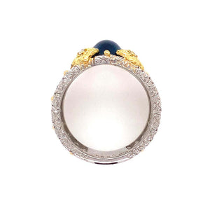 2.65 Carat Sapphire and Diamond Platinum Cocktail Band Ring Estate Fine Jewelry