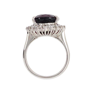 11.32 Carat Rhodolite Garnet Diamond Platinum Cocktail Ring Estate Fine Jewelry